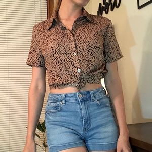 f21 cheetah button up